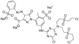 trisodium 1-[5-[[4-[bis[2-[(2-chloroethyl)sulphonyl]ethyl]amino]-6-chloro-1,3,5-triazin-2-yl]amino]-2-methyl-3-sulphonatophenyl]-4,5-dihydro-5-oxo-4-[(2-sulphonatophenyl)azo]-1H-pyrazole-3-carboxylate