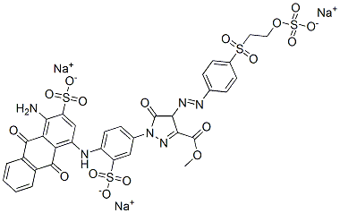 1H-Pyrazole-3-carboxylic acid, 1-[4-[(4-amino-9,10-dihydro-9,10-dioxo-3-sulfo-1-anthracenyl)amino]-3-sulfophenyl]-4,5-dihydro-5-oxo-4-[[4-[[2-(sulfooxy)ethyl]sulfonyl]phenyl]azo]-, 3-methyl ester, sodium salt