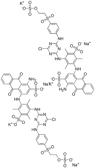 2-Anthracenesulfonic acid, 1-amino-4-[[3-[[4-chloro-6-[[4-[[2-(sulfooxy)ethyl]sulfonyl]phenyl]amino]-1,3,5-triazin-2-yl]amino]-2,4,6-trimethyl-5-sulfophenyl]amino]-9,10-dihydro-9,10-dioxo-, potassium sodium salt