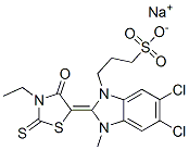 sodium 5,6-dichloro-2-[(3-ethyl-4-oxo-2-thioxo)thiazolidin-5-ylidene]-2,3-dihydro-3-methyl-1H-benzimidazole-1-propanesulphonate