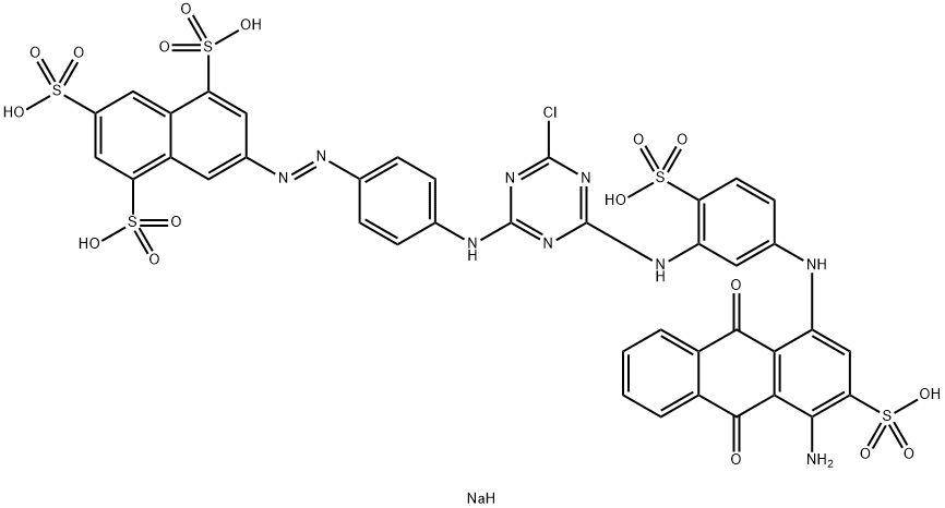 pentasodium 7-[[4-[[4-[[5-[(4-amino-9,10-dihydro-9,10-dioxo-3-sulphonato-1-anthryl)amino]-2-sulphonatophenyl]amino]-6-chloro-1,3,5-triazin-2-yl]amino]phenyl]azo]naphthalene-1,3,5-trisulphonate