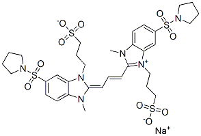 1H-Benzimidazolium, 2-[3-[1,3-dihydro-1-methyl-5-(1-pyrrolidinylsulfonyl)-3-(3-sulfopropyl)-2H-benzimidazol-2-ylidene]-1-propenyl]-1-methyl-5-(1-pyrrolidinylsulfonyl)-3-(3-sulfopropyl)-, hydroxide, inner salt, sodium salt