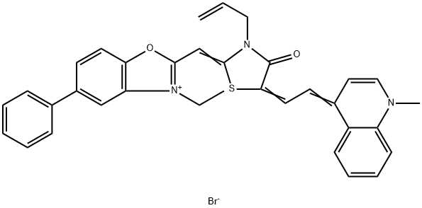 2-[[3-allyl-5-[(1-methyl-1H-quinolin-4-ylidene)ethylidene]-4-oxothiazolidin-2-ylidene]methyl]-3-ethyl-5-phenylbenzoxazolium bromide