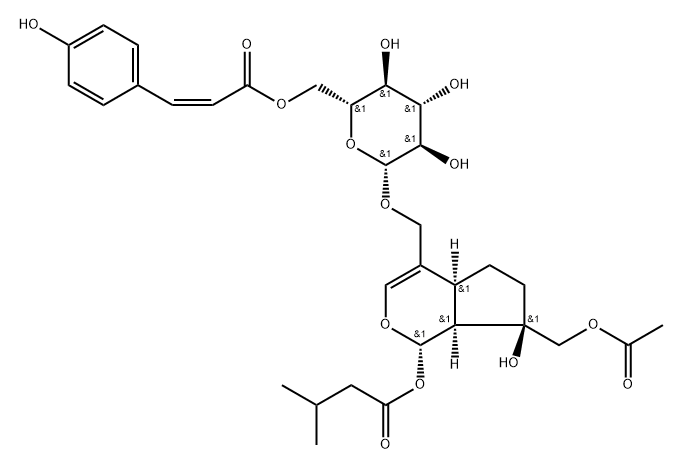 (-)-[(1S)-7α-[(Acetyloxy)methyl]-1,4aα,5,6,7,7aα-hexahydro-7β-hydroxy-1α-(3-methyl-1-oxobutoxy)cyclopenta[c]pyran-4-yl]methyl 6-O-[[(Z)-2-(4-hydroxyphenyl)ethenyl]carbonyl]-β-D-glucopyranoside