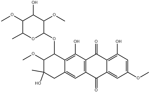 5,12-Naphthacenedione, 10-((6-deoxy-2,4-di-O-methyl-alpha-L-mannopyran osyl)oxy)-7,8,9,10-tetrahydro-1,8,11-trihydroxy-3,9-dimethoxy-8-methyl -