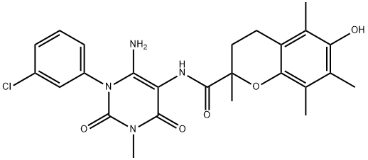 2H-1-Benzopyran-2-carboxamide,  N-[6-amino-1-(3-chlorophenyl)-1,2,3,4-tetrahydro-3-methyl-2,4-dioxo-5-pyrimidinyl]-3,4-dihydro-6-hydroxy-2,5,7,8-