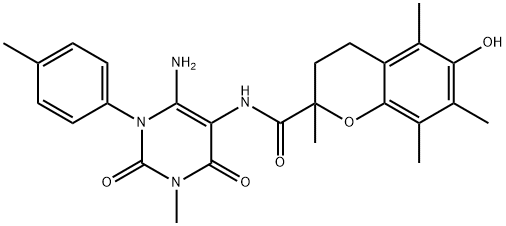 2H-1-Benzopyran-2-carboxamide,  N-[6-amino-1,2,3,4-tetrahydro-3-methyl-1-(4-methylphenyl)-2,4-dioxo-5-pyrimidinyl]-3,4-dihydro-6-hydroxy-2,5,7,8-