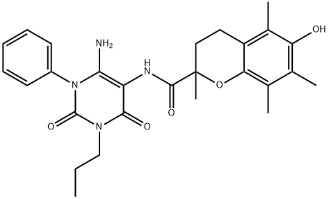 2H-1-Benzopyran-2-carboxamide,  N-(6-amino-1,2,3,4-tetrahydro-2,4-dioxo-1-phenyl-3-propyl-5-pyrimidinyl)-3,4-dihydro-6-hydroxy-2,5,7,8-tetramethyl-