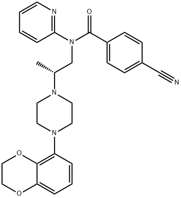 4-氰基-N-(2R-(4-(2,3-二氢苯基(1,4)-二氧-5-)-哌嗪-1-)-丙基)-N-吡啶-2-苯甲酰胺 盐酸盐