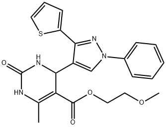 2-methoxyethyl 6-methyl-2-oxo-4-(1-phenyl-3-(thiophen-2-yl)-1H-pyrazol-4-yl)-1,2,3,4-tetrahydropyrimidine-5-carboxylate