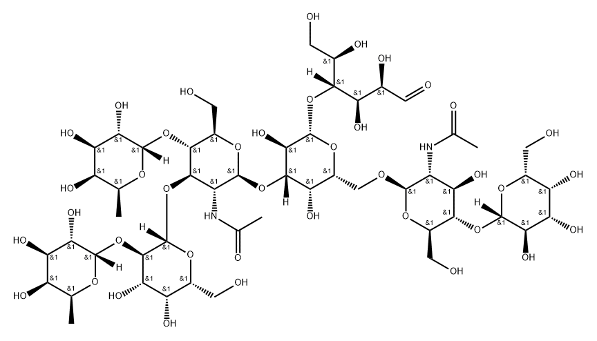 O-6-脱氧-ALPHA-L-吡喃半乳糖基-(1-2)-O-BETA-D-吡喃半乳糖基-(1-3)-O-[6-脱氧-ALPHA-L-吡喃半乳糖基-(1-4)]-O-2-(乙酰氨基)-2-脱氧-BETA-D-吡喃葡萄糖基-(1-3)-O-[O-BETA-D-吡喃半乳糖基-(1-4)-2-(乙酰氨基)-2-脱氧-BETA-D-吡喃葡萄糖基-(1-6)]-O-BETA-D-吡喃半乳糖基-(1-4)-D-葡萄糖