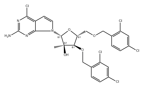 7-[3,5-Bis-O-[(2,4-dichlorophenyl)methyl]-2-C-methyl-beta-D-ribofuranosyl]-4-chloro-7H-pyrrolo[2,3-d]pyrimidin-2-amine