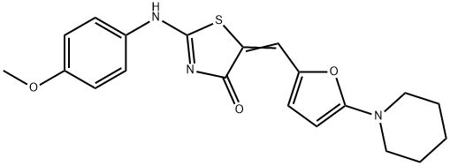 (2E,5Z)-2-[(4-methoxyphenyl)imino]-5-{[5-(piperidin-1-yl)furan-2-yl]methylidene}-1,3-thiazolidin-4-one