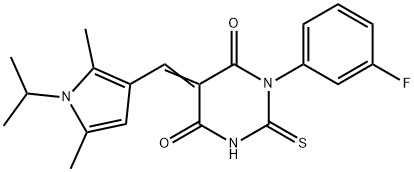 (5E)-5-{[2,5-dimethyl-1-(propan-2-yl)-1H-pyrrol-3-yl]methylidene}-1-(3-fluorophenyl)-2-thioxodihydropyrimidine-4,6(1H,5H)-dione