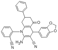 2-amino-4-(1,3-benzodioxol-5-yl)-1-(2-cyanophenyl)-5-oxo-7-phenyl-1,4,5,6,7,8-hexahydro-3-quinolinecarbonitrile