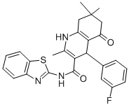 N-(1,3-benzothiazol-2-yl)-4-(3-fluorophenyl)-2,7,7-trimethyl-5-oxo-1,4,5,6,7,8-hexahydro-3-quinolinecarboxamide