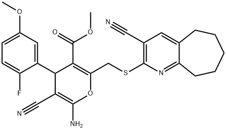 methyl 6-amino-5-cyano-2-{[(3-cyano-6,7,8,9-tetrahydro-5H-cyclohepta[b]pyridin-2-yl)sulfanyl]methyl}-4-(2-fluoro-5-methoxyphenyl)-4H-pyran-3-carboxylate