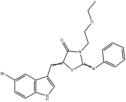(2E,5Z)-5-[(5-bromo-1H-indol-3-yl)methylidene]-3-(2-ethoxyethyl)-2-(phenylimino)-1,3-thiazolidin-4-one