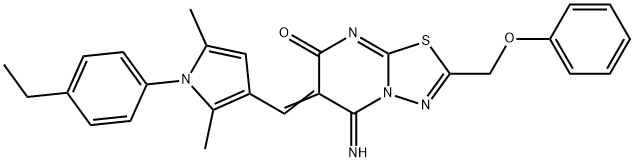 (6Z)-6-{[1-(4-ethylphenyl)-2,5-dimethyl-1H-pyrrol-3-yl]methylidene}-5-imino-2-(phenoxymethyl)-5,6-dihydro-7H-[1,3,4]thiadiazolo[3,2-a]pyrimidin-7-one