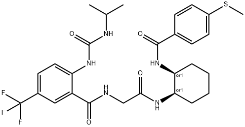 2-(3-异丙基脲基)-N-(2-((1R,2S)-2-(4-(甲基硫基)苯甲酰胺基)环己基氨基)-2-氧代乙基)-5-(三氟甲基)苯甲酰胺