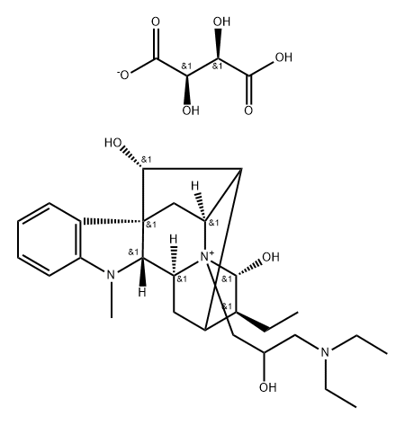 Ajmalanium, 4-(3-(diethylamino)-2-hydroxypropyl)-17,21-dihydroxy-, (17 R,21alpha)-, salt with (2R,3R)-2,3-dihydroxybutanedioic acid (1:1), mo nohydrate