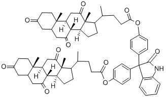 [4-[3-[4-[4-(10,13-dimethyl-3,7,12-trioxo-1,2,4,5,6,8,9,11,14,15,16,17-dodecahydrocyclopenta[a]phenanthren-17-yl)pentanoyloxy]phenyl]-2-oxo-1H-indol-3-yl]phenyl] 4-(10,13-dimethyl-3,7,12-trioxo-1,2,4,5,6,8,9,11,14,15,16,17-dodecahydrocyclopenta[a]phenanthren-17-yl)pentanoate