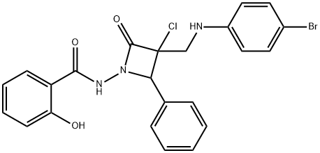 N-[3-[[(4-bromophenyl)amino]methyl]-3-chloro-2-oxo-4-phenyl-azetidin-1 -yl]-2-hydroxy-benzamide