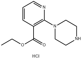 3-Pyridinecarboxylic acid, 2-(1-piperazinyl)-, ethyl ester, hydrochloride (1:2)