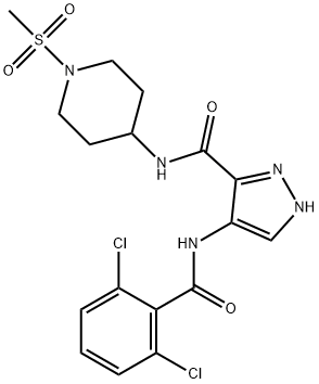 4-(2,6-二氯苯甲酰基氨基)-1H-吡唑-3-羧酸 N-[1-(甲基磺酰基)哌啶-4-基]酰胺