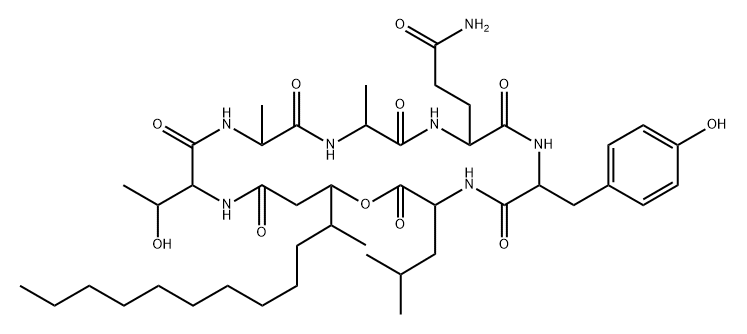 Cyclo[D-aThr-L-Ala-D-Ala-L-Gln-D-Tyr-L-Leu-2-deamino-3-(1-methylundecyl)-Ser*-]