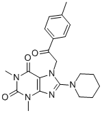 1H-Purine-2,6-dione, 3,7-dihydro-1,3-dimethyl-7-(2-(4-methylphenyl)-2- oxoethyl)-8-(1-piperidinyl)-
