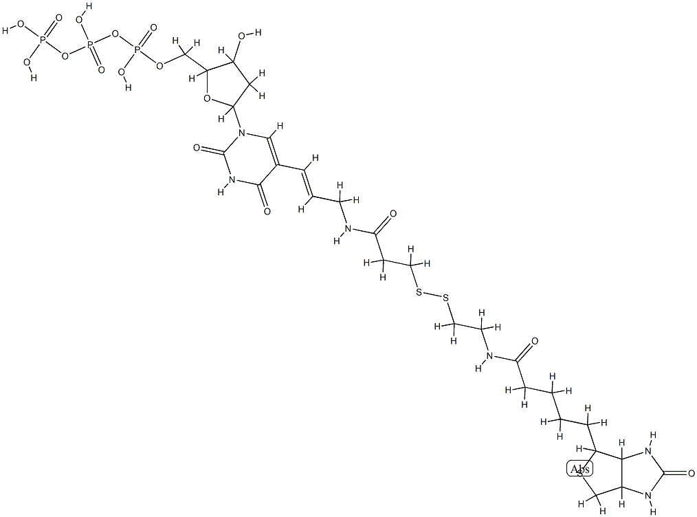 [[[5-[2,4-dioxo-5-[(E)-3-[3-[2-[5-(7-oxo-3-thia-6,8-diazabicyclo[3.3.0 ]oct-2-yl)pentanoylamino]ethyldisulfanyl]propanoylamino]prop-1-enyl]py rimidin-1-yl]-3-hydroxy-oxolan-2-yl]methoxy-hydroxy-phosphoryl]oxy-hyd roxy-phosphoryl]oxyphosphonic acid