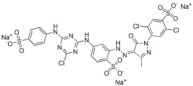 trisodium 2,5-dichloro-4-[(4Z)-4-[[5-[[4-chloro-6-[(4-sulfonatophenyl) amino]-1,3,5-triazin-2-yl]amino]-2-sulfonato-phenyl]hydrazinylidene]-3 -methyl-5-oxo-pyrazol-1-yl]benzenesulfonate