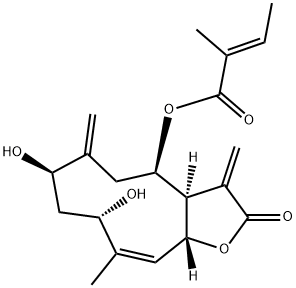2-Methylcrotonic acid (3aR,4R,7R,9S,10Z,11aR)-2,3,3a,4,5,6,7,8,9,11a-decahydro-7,9-dihydroxy-10-methyl-3,6-bis(methylene)-2-oxocyclodeca[b]furan-4-yl ester
