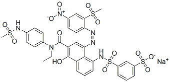 3-[6-[N-Ethyl-N-(p-methylsulfonylaminophenyl)carbamoyl]-5-hydroxy-8-(2-methylsulfonyl-4-nitrophenylazo)-1-naphtylaminosulfonyl]benzenesulfonic acid sodium salt