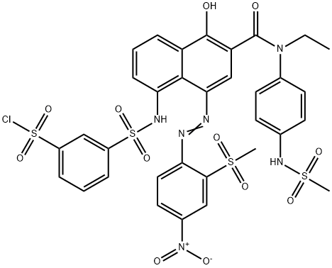m-[6-[N-Ethyl-N-(p-methylsulfonylaminophenyl)carbamoyl]-5-hydroxy-8-(2-methylsulfonyl-4-nitrophenylazo)-1-naphtylaminosulfonyl]benzenesulfonyl chloride
