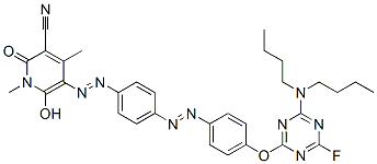 5-[4-[4-(4-Dibutylamino-6-fluoro-1,3,5-triazine-2-yloxy)phenylazo]phenylazo]-6-hydroxy-1,4-dimethyl-2-oxo-1,2-dihydro-3-pyridinecarbonitrile