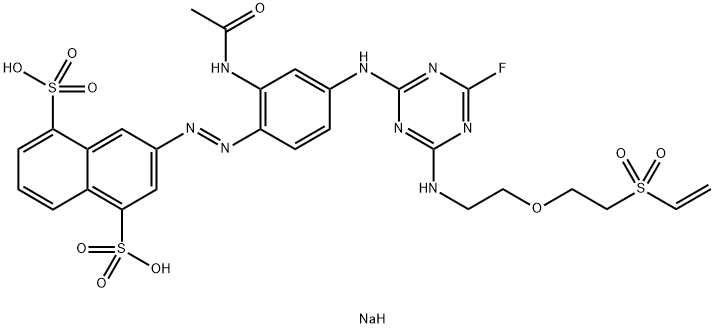 1,5-Naphthalenedisulfonic acid, 3-2-(acetylamino)-4-4-2-2-(ethenylsulfonyl)ethoxyethylamino-6-fluoro-1,3,5-triazin-2-ylaminophenylazo-, disodium salt