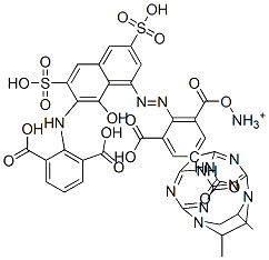 1,3-Benzenedicarboxylic acid, 5,5-(2,5-dimethyl-1,4-piperazinediyl)bis(1,6-dihydro-6-oxo-1,3,5-triazine-4,2-diyl)imino(8-hydroxy-3,6-disulfo-1,7-naphthalenediyl)azobis-, ammonium salt