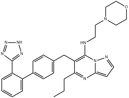 N-(2-(4-Morpholinyl)ethyl)-5-propyl-6-((2'-(1H-tetrazol-5-yl)(1,1'- biphenyl)-4-yl)methyl) pyrazolo(1,5-a)pyrimidin-7-amine