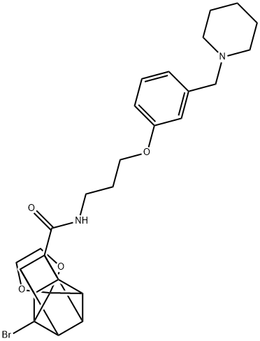 N-(3'-(3'-piperidinomethylphenoxy)propyl)-1-bromo-9,9-ethylenedioxypentacyclo(4.3.0.0(2,5).0(3,8).0(4,7)nonane)-4-carboxamide