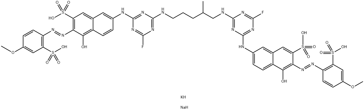 2-Naphthalenesulfonic acid, 7,7-(2-methyl-1,5-pentanediyl)bisimino(6-fluoro-1,3,5-triazine-4,2-diyl)iminobis4-hydroxy-3-(4-methoxy-2-sulfophenyl)azo-, potassium sodium salt