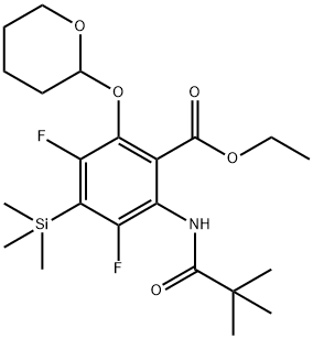 乙基 3,5-二氟-2-特戊酰茚二酮酰氨基-6-((四氢-2H-吡喃-2-基)氧代)-4-(三甲基甲硅烷基)苯酸盐