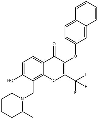 7-hydroxy-8-[(2-methyl-1-piperidinyl)methyl]-3-(2-naphthyloxy)-2-(trifluoromethyl)-4H-chromen-4-one