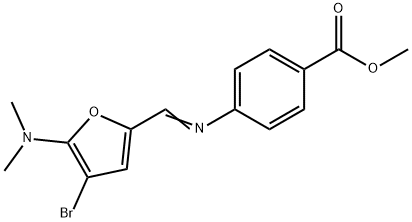 Benzoic  acid,  4-[[[4-bromo-5-(dimethylamino)-2-furanyl]methylene]amino]-,  methyl  ester