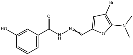 Benzoic  acid,  3-hydroxy-,  [[4-bromo-5-(dimethylamino)-2-furanyl]methylene]hydrazide  (9CI)