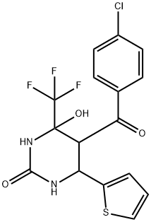 5-(4-chlorobenzoyl)-4-hydroxy-6-(thiophen-2-yl)-4-(trifluoromethyl)tetrahydropyrimidin-2(1H)-one
