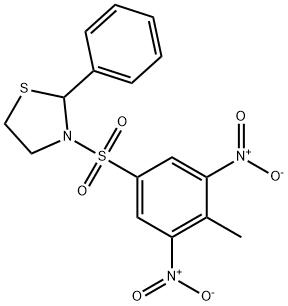 Thiazolidine, 3-[(4-methyl-3,5-dinitrophenyl)sulfonyl]-2-phenyl- (9CI)