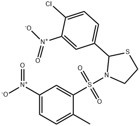 Thiazolidine, 2-(4-chloro-3-nitrophenyl)-3-[(2-methyl-5-nitrophenyl)sulfonyl]- (9CI)