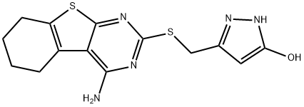 3-(((4-amino-5,6,7,8-tetrahydrobenzo[4,5]thieno[2,3-d]pyrimidin-2-yl)thio)methyl)-1H-pyrazol-5-ol